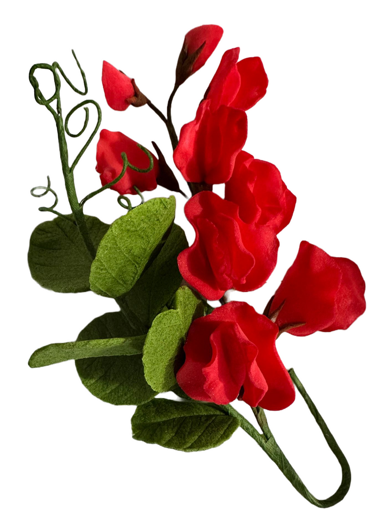 Decoratiune comestibila din zahar, Crenguta de flori rosii