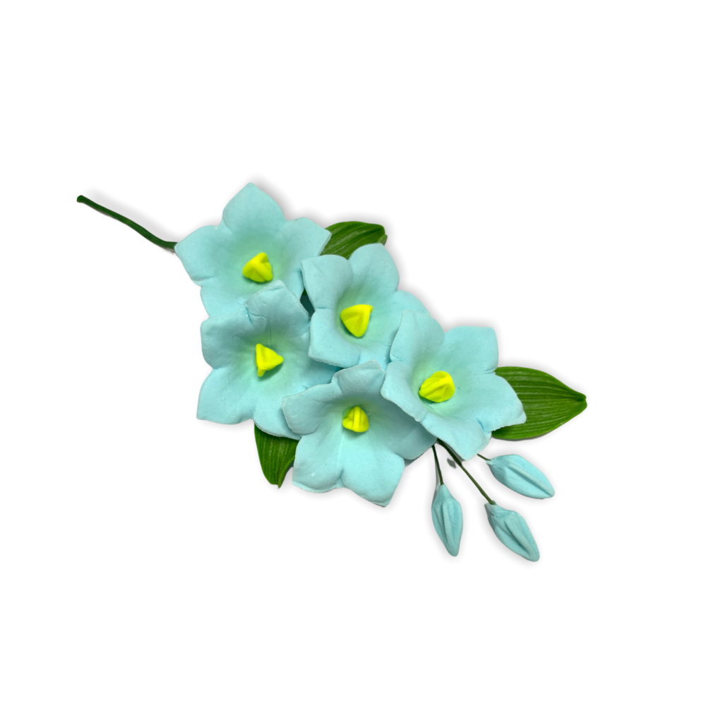 Decoratiune comestibila din zahar, Crenguta de flori bleu